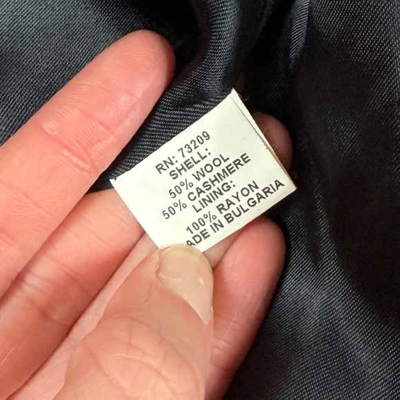 Marvin Richards Black Long Wool Cashmere Coat Women’s 14 Hidden Button Closure